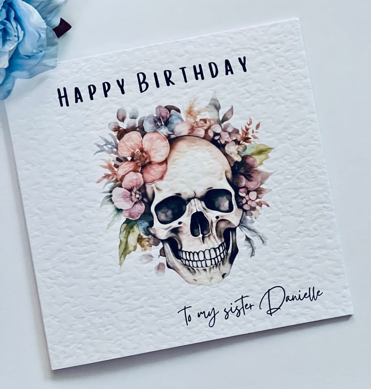 Goth Emo Alternative Birthday Card Personalised Name and relation