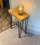 Reclaimed Scaffold Board Slim Side Table - Chunky Rustic Top - Hairpin Legs - Image 3