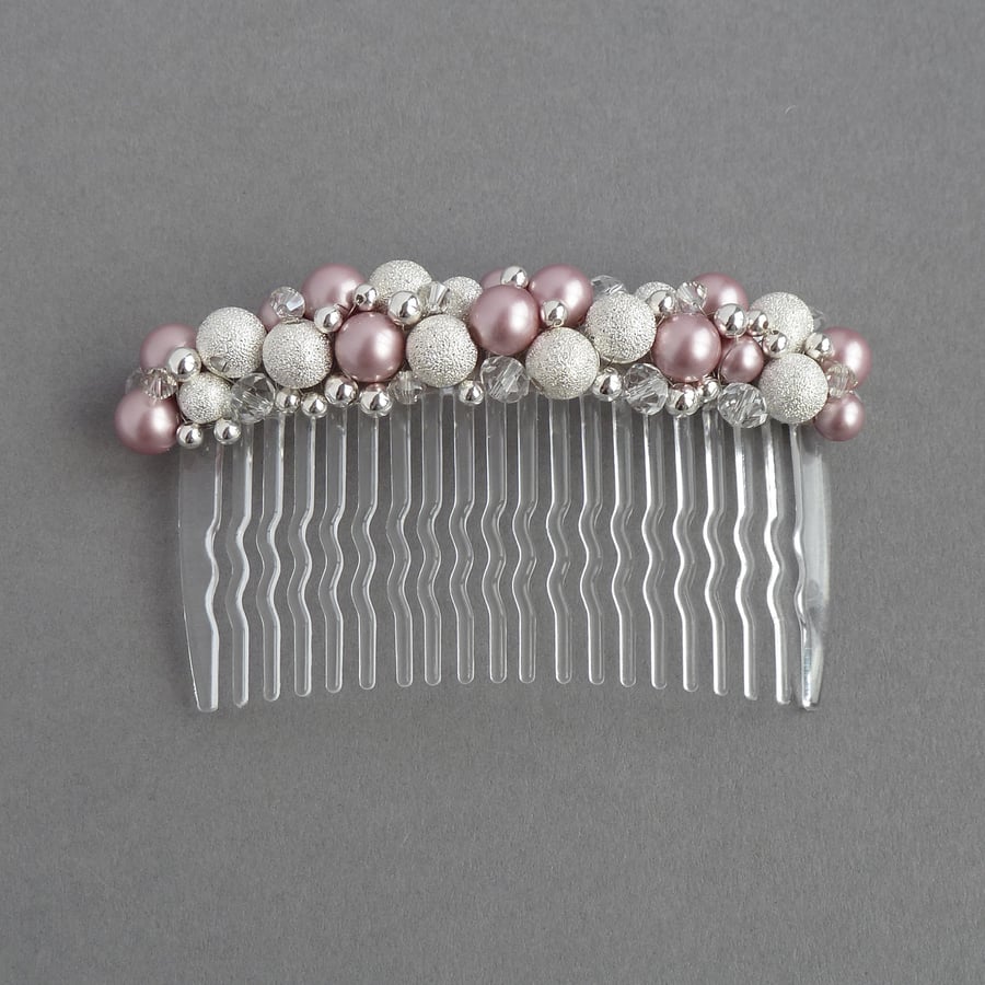 Dusky Pink Stardust Hair Comb - Powder Rose Bridesmaid Head Piece - Accessories