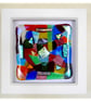 Patchwork Abstract Fused Glass Picture Box Framed - Image 5
