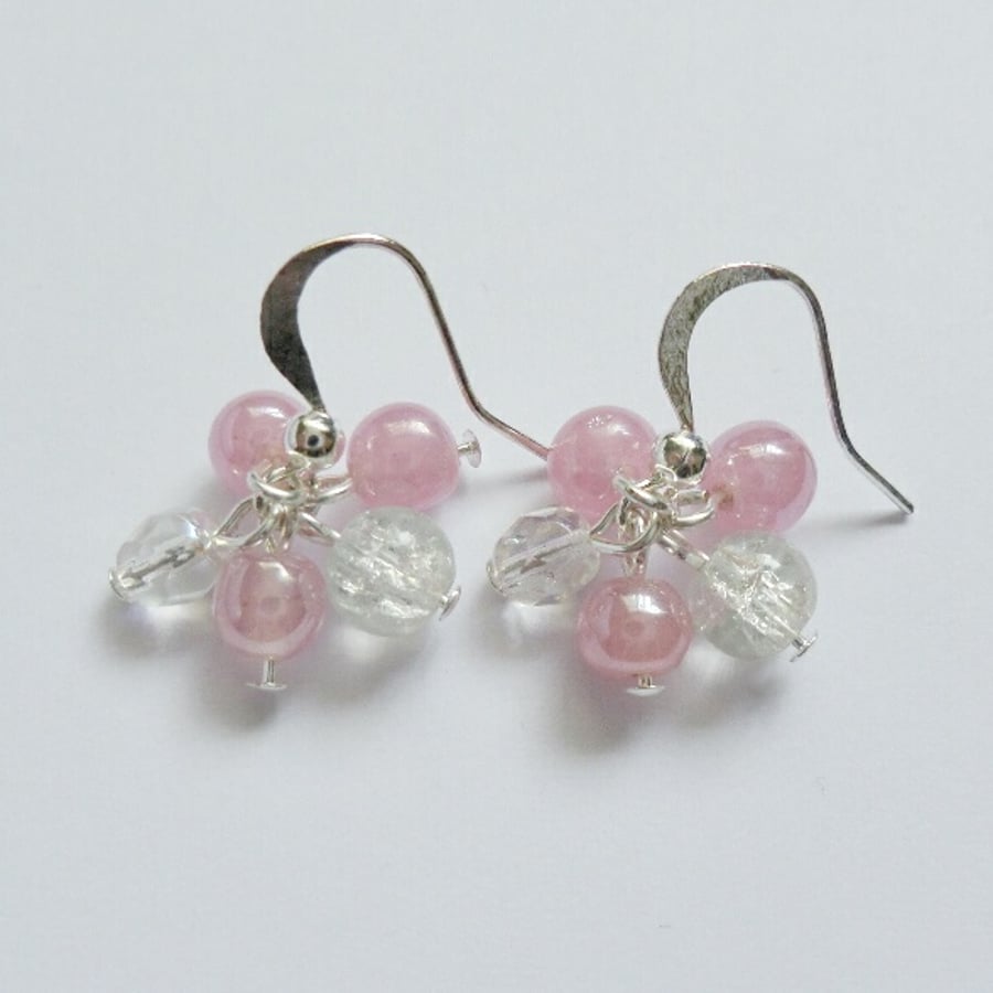 Pink Silver Plated Earrings