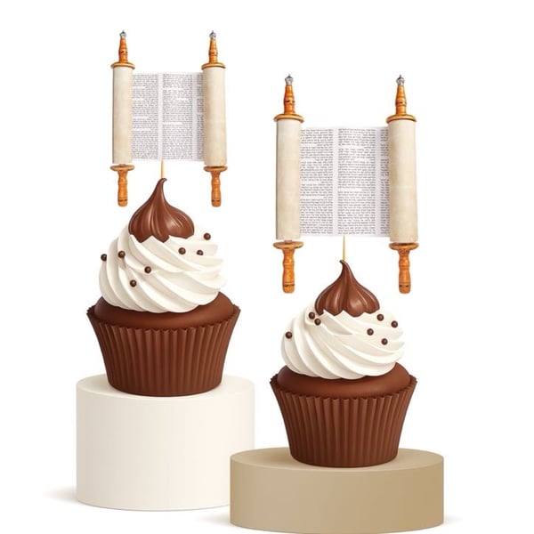Torah Scroll Cupcake Toppers 15pk Jewish Celebration Decor