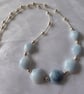 Blue Sky Sterling Silver Necklace featuring Hexagonal blue Opals - Image 2
