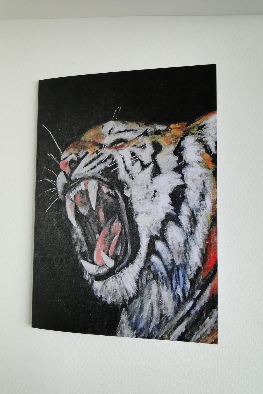 Tiger Roar Blank Greeting Card From my Original Acrylic Art Painting