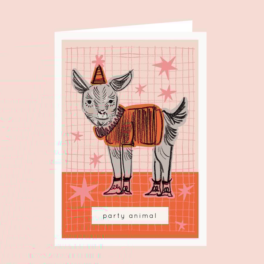 Party Animal Goat Card - Farm Animal Birthday Card, Funny Goat Card