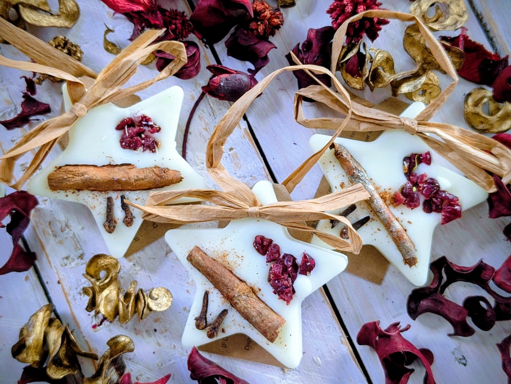 Christmas Scented Tree Star Decorations-Cranberry Orange and Cinnamon.