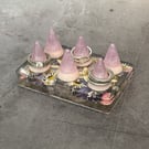 Resin Ring Holder with Dried Flowers, Amethyst and Rose Quartz