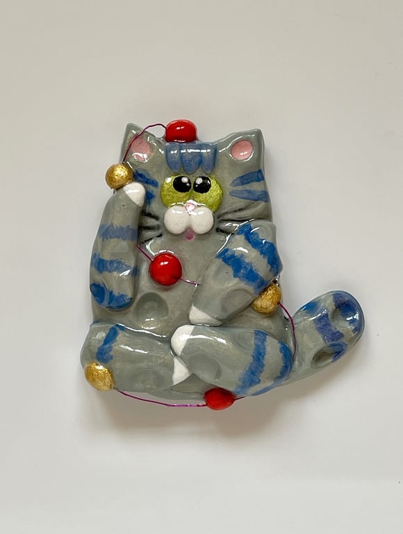 Hand Made Cat in String Lights Magnet