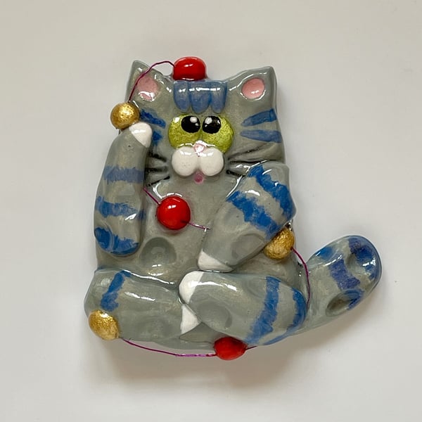 Hand Made Cat in String Lights Magnet