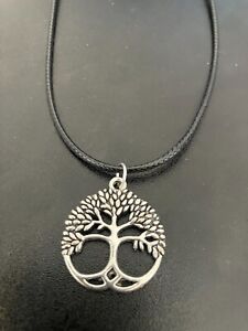 celtic knot tree of life charm pendant on a 18" leather cord necklace