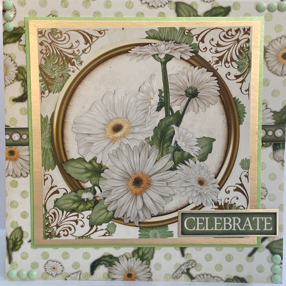 Beautiful white Gerbera's Have a blooming great day celebrate card