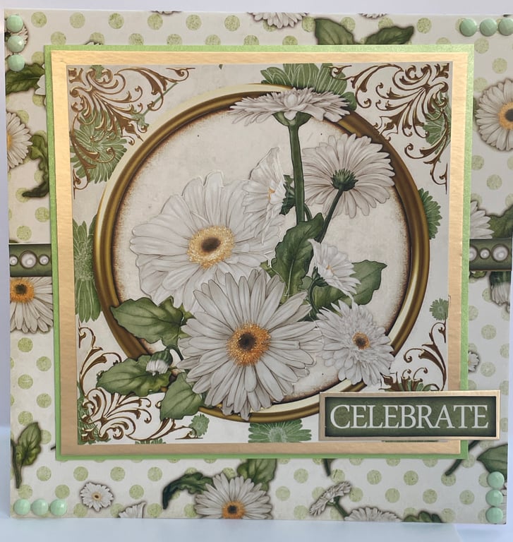 Beautiful white Gerbera's Have a blooming great day celebrate card