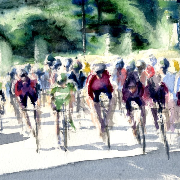 Tour of Britain Peloton – original watercolour painting, unframed