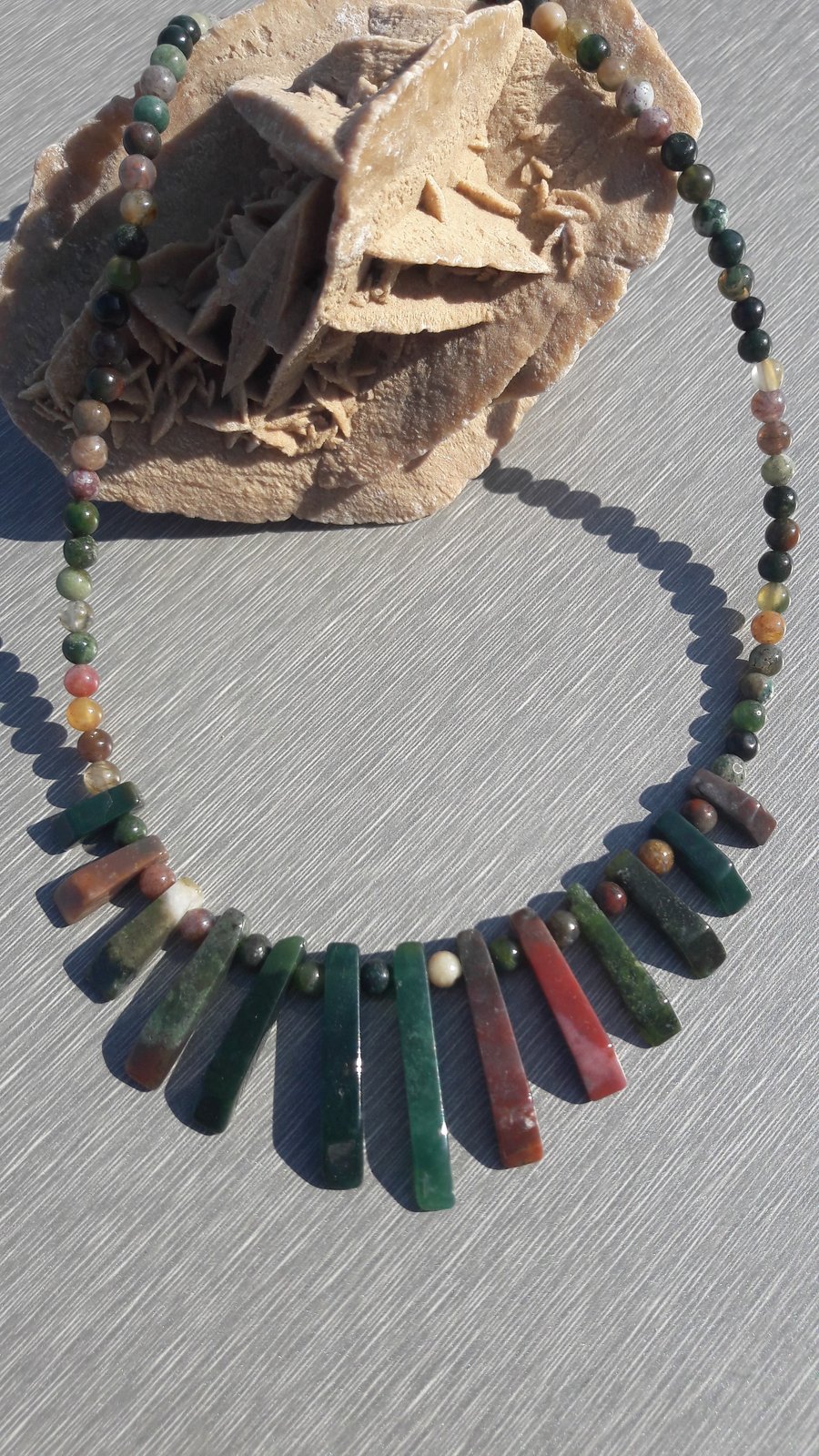 Indian Jasper Layout Bar Necklace