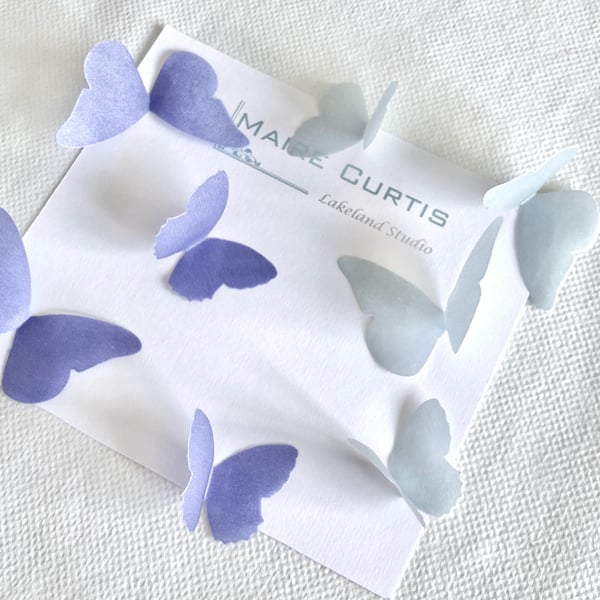 Hand Crafted Silk satin Butterflies in shades of blue