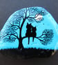 Hand Painted Shell, Cat Kitten Tree Silhouette, Kids Art Gift, Magnet (Optional) - Image 2