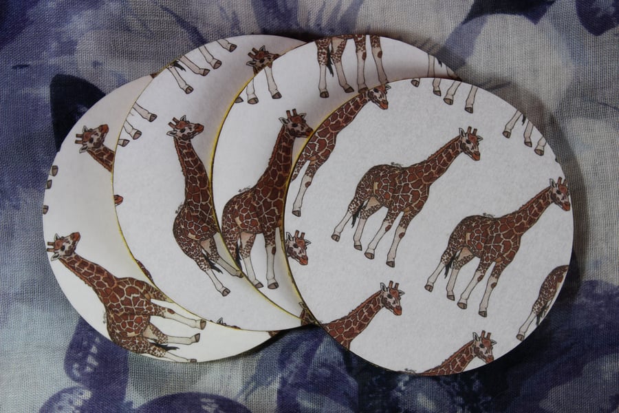 SALE ITEM - Giraffe Pattern Handmade Round Wooden Drinks Coaster