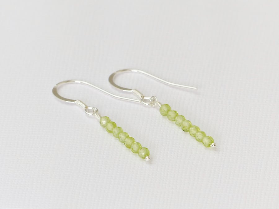 Genuine Peridot Sterling Silver Drop Earrings