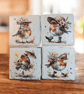 Robins Having Fun Decoupaged Slate Coasters Set of 4