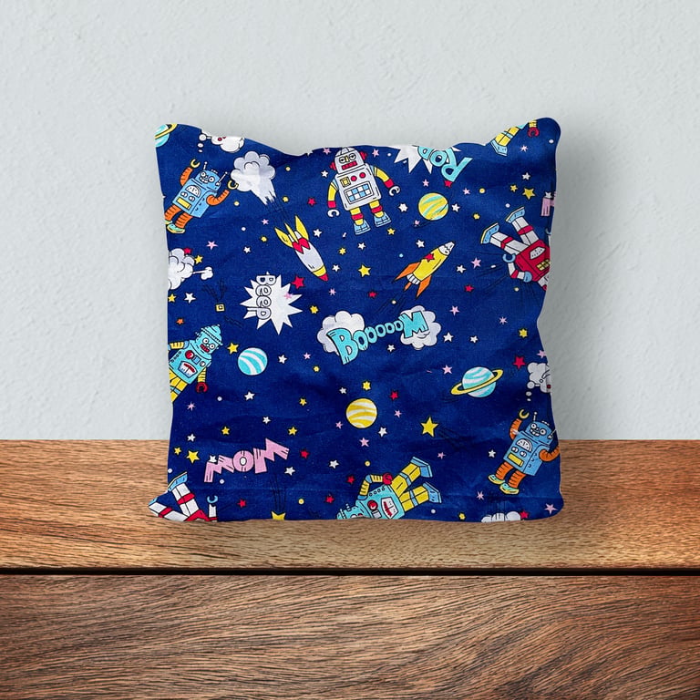 Children's Cushion, Nursery Mini Cushion, Handmade Cushion-Robots Design-SMC70