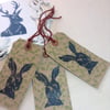 Hand printed Hare & Holly Gift Tags