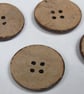 5 Medium Smooth Coconut Shell Buttons Size 36, 24mm - Image 2