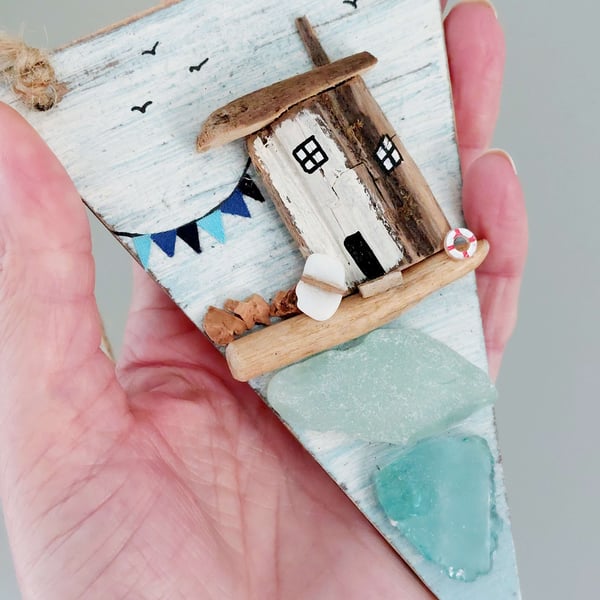 Driftwood Rustic Miniature Cottage Wall Hanging - Sustainable Decoration Gift