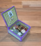 Lidded desk tidy - pink and green with purple edge - Image 2