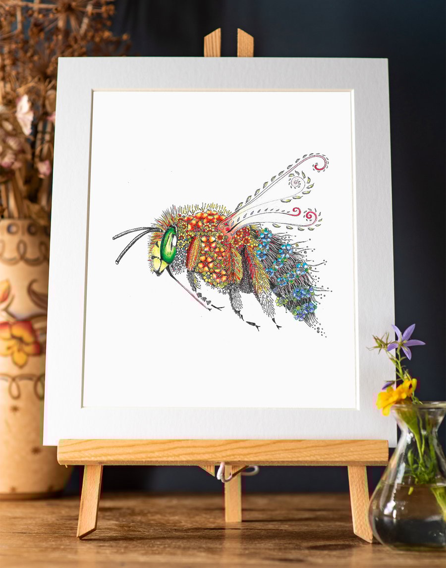 Blue banded Bee limited edition,  signed print 