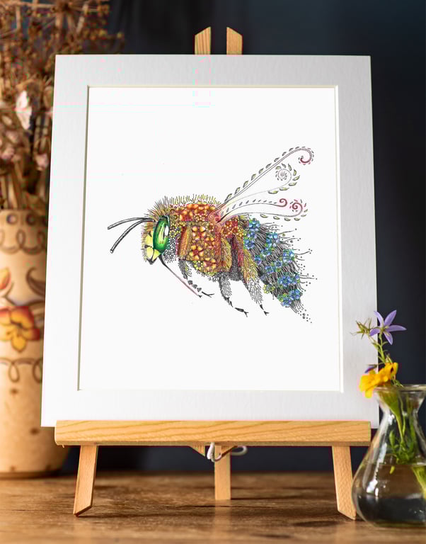 Blue banded Bee limited edition,  signed print 