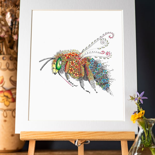Blue banded Bee limited edition,  signed print 