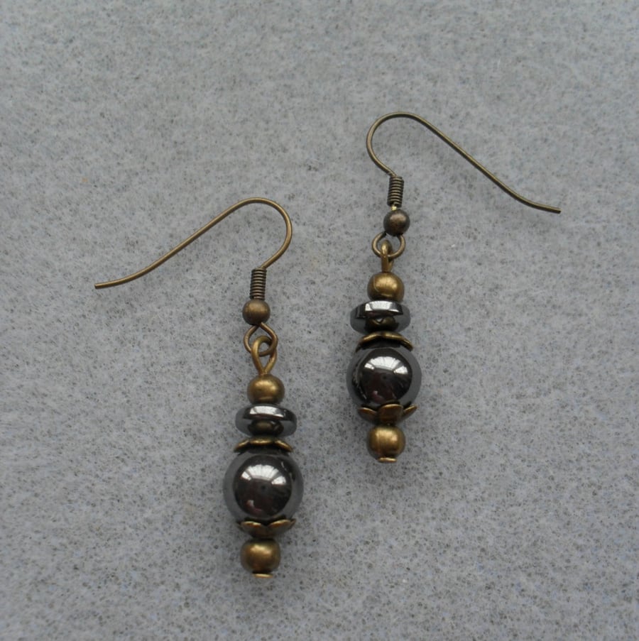 Haematite Bronze Tone Earrings