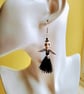 Gothic Black Tassel Skull Angel Statement Earrings - Image 2