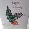 Holly winter birthday card