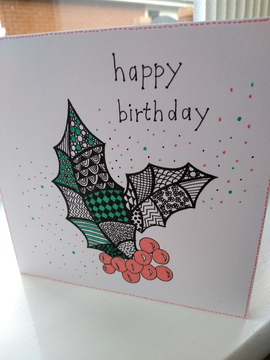 Holly winter birthday card