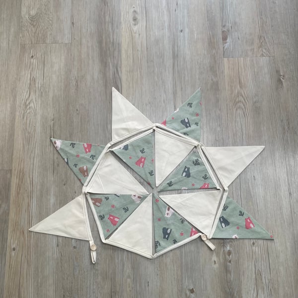 Sage green bear bunting