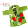 Green Tailored Coat Embroidered with Strawberries 