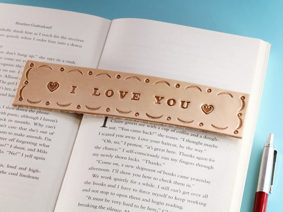 I Love You Leather Bookmark, Handmade I Love You  Gift, 3rd Anniversary Gift