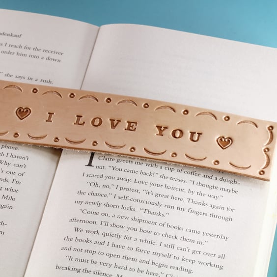I Love You Leather Bookmark, Handmade I Love You  Gift, 3rd Anniversary Gift