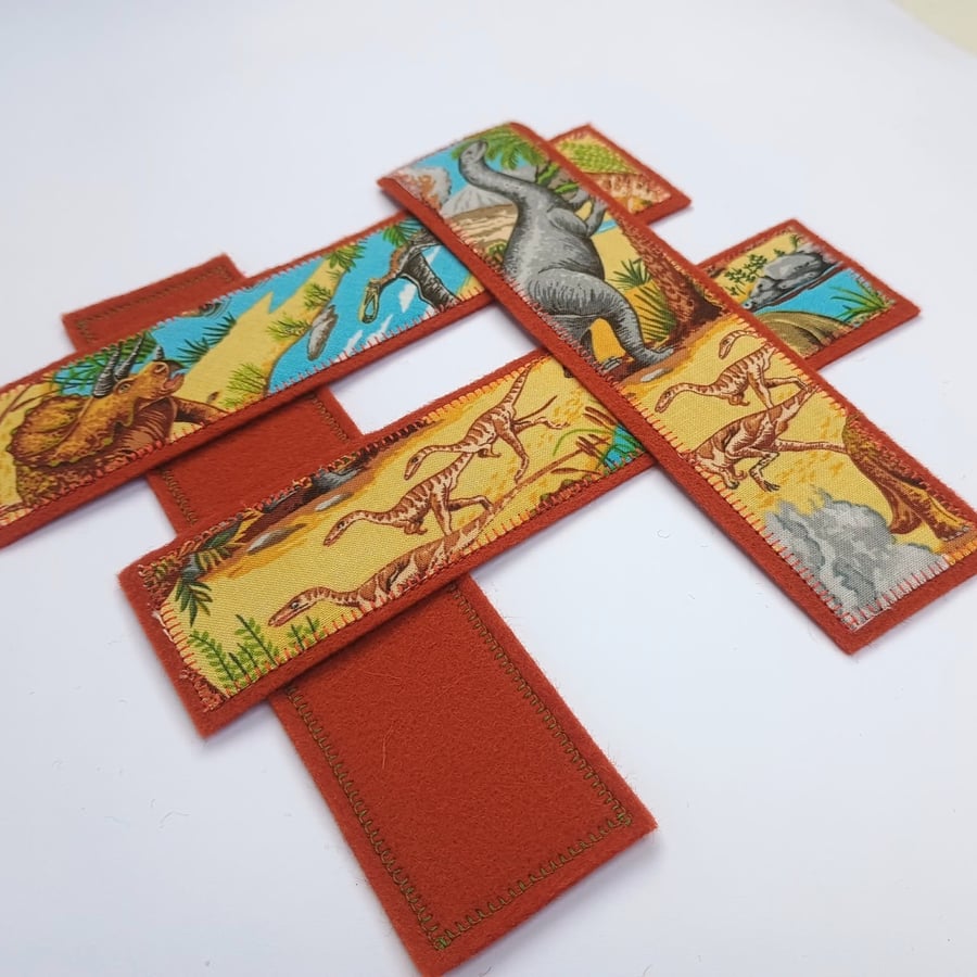 Dinosaur themed Bookmark for child - fabric and felt