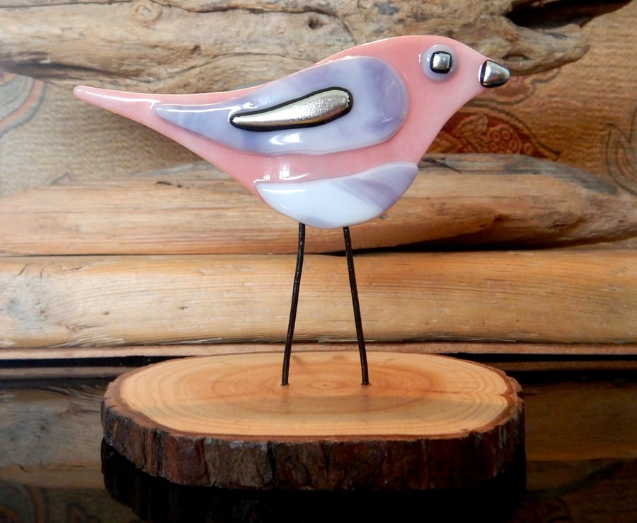 Artist made Fused Glass Little Bird.