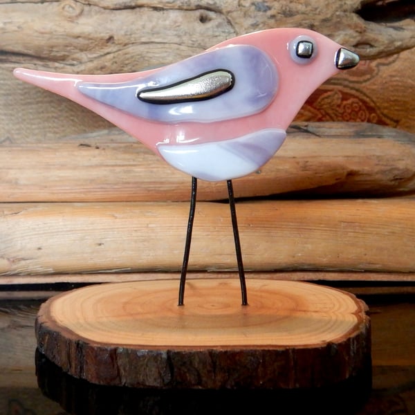 Artist made Fused Glass Little Bird.