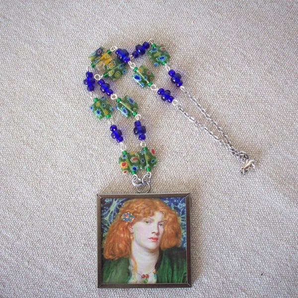 Dante Gabriel Rossetti 'The Blue Bower' & 'The Beloved' Art Necklace REVERSIBLE