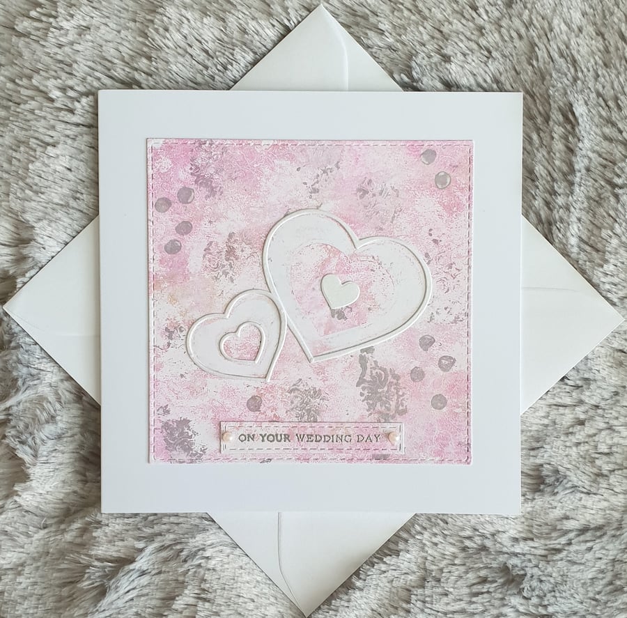 Seconds Sunday - Pink Heart Wedding Card