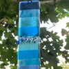 Fused glass blue hanging light catcher