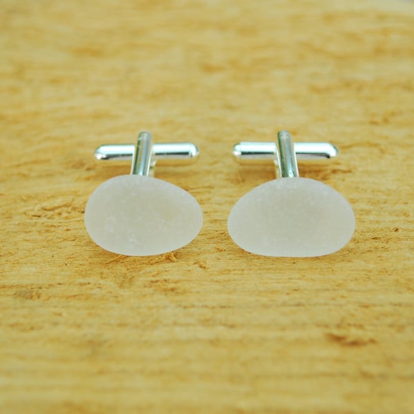 Sea glass cufflinks