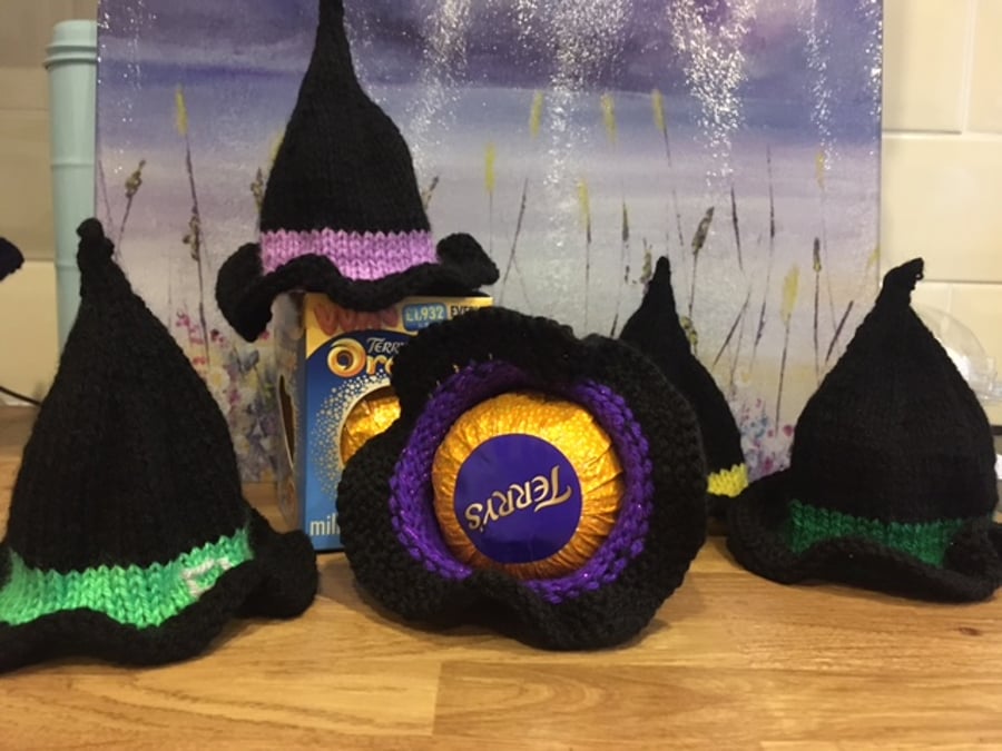 Witches hat halloween apple or chocolate orange covers