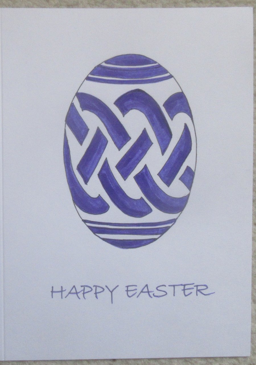 Easter Greeting Card - Hand painted Celtic Egg in purples