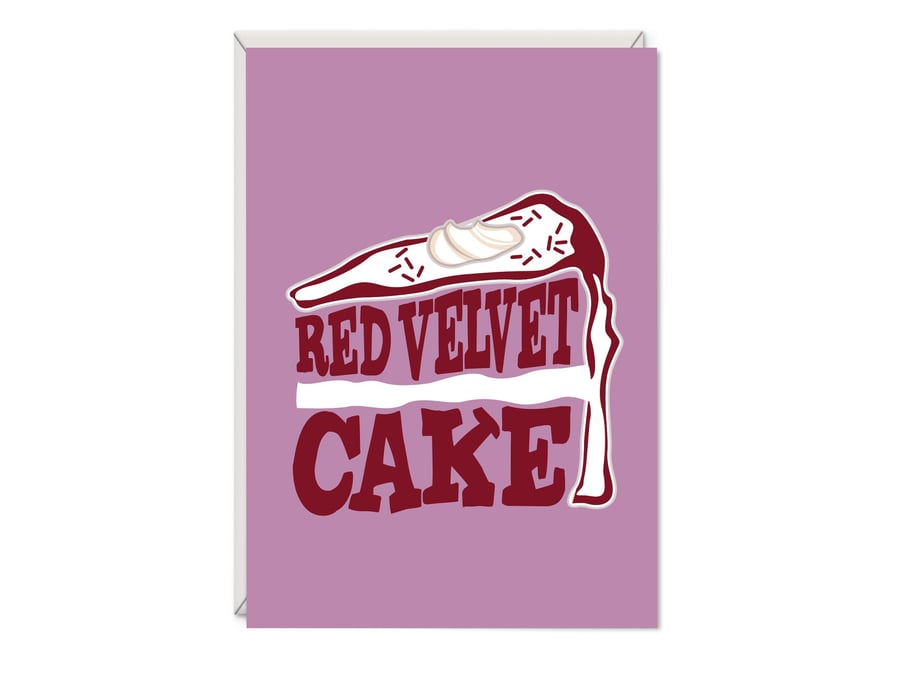 Red Velvet Cake Word Art Birthday Card
