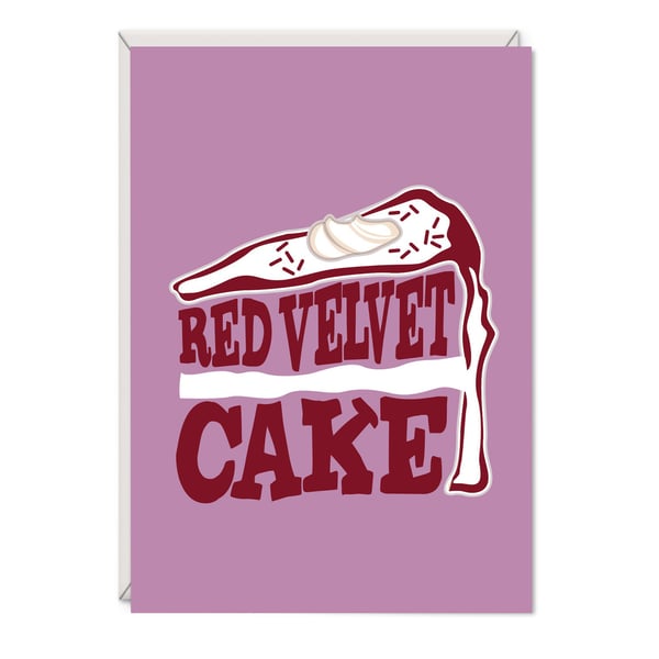 Red Velvet Cake Word Art Birthday Card